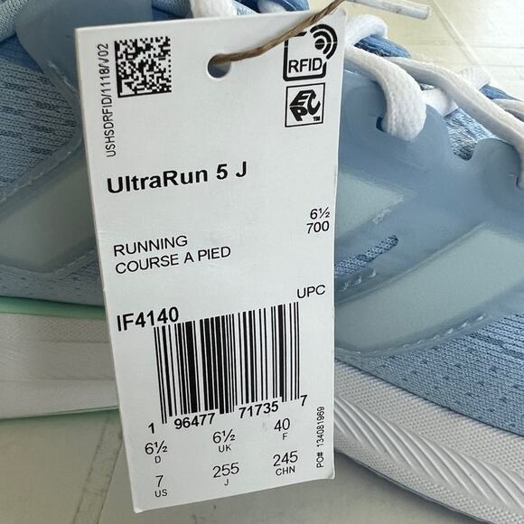 New ADIDAS UltraRun 5 Big Kids Running Shoes UNISEX SIZE 7 Blue/White - Picture 9 of 11